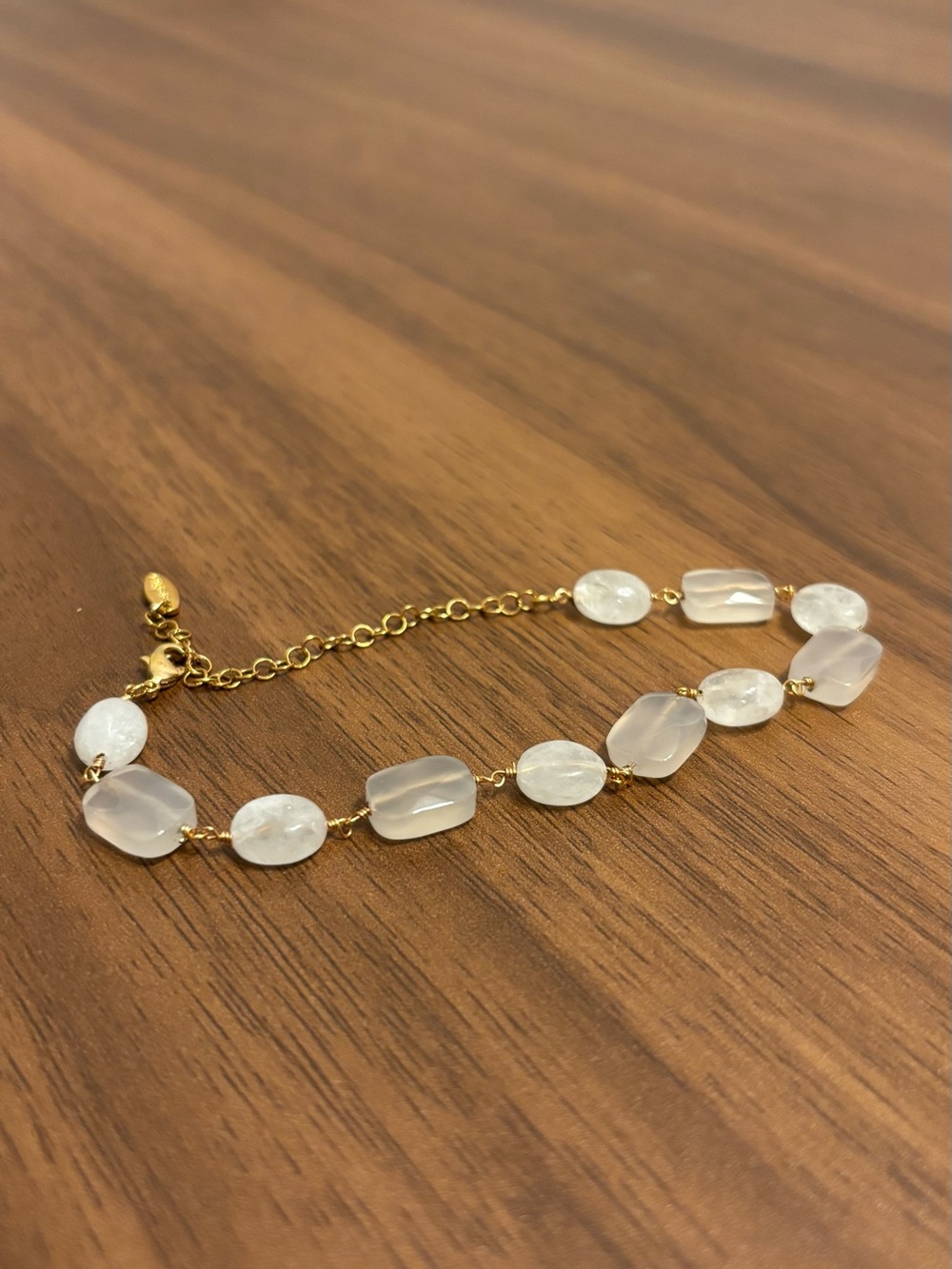 Gold Chain Bracelet with White Bead Accents